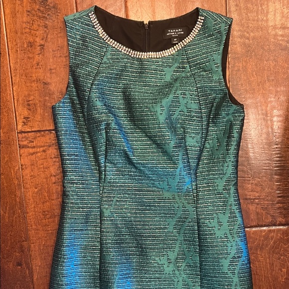 Tahari ASL Green and Blue Mini Dress - Picture 3 of 4